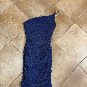Elegant Blue One-Shoulder Dress